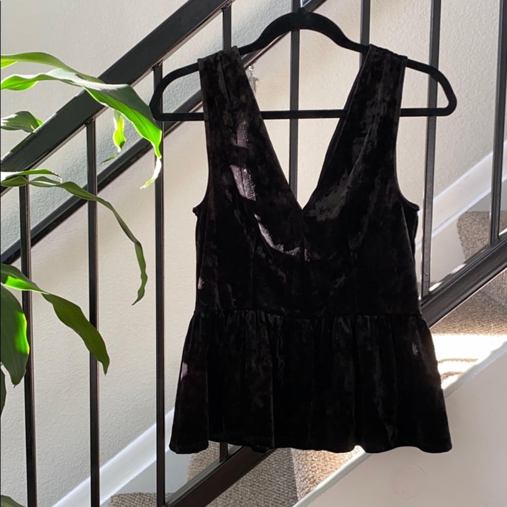 Black Velvet Babydoll Top